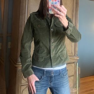 2/$10 TAXI Olive Green Light Corduroy Blazer Top L